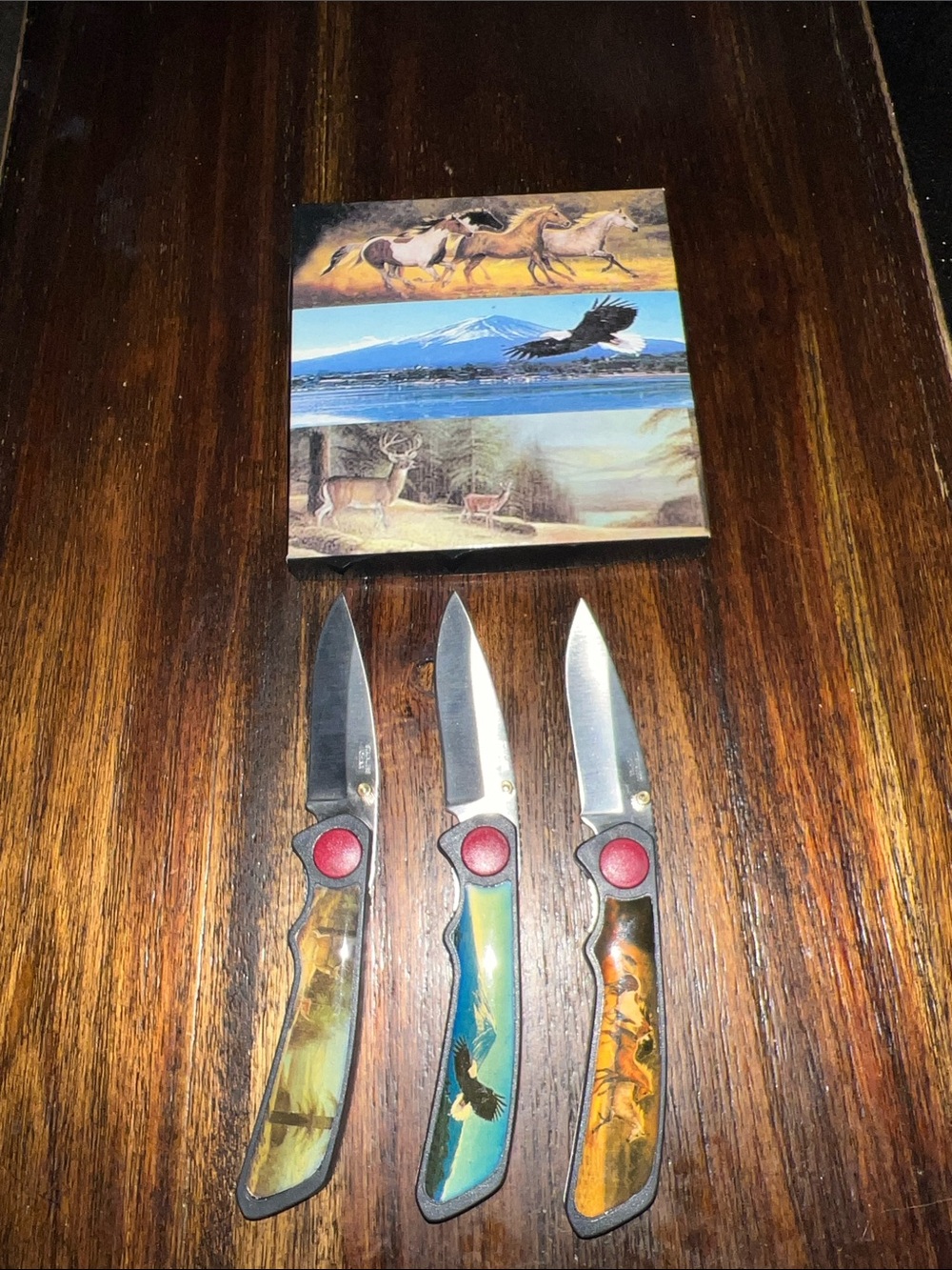 Set of 3 Wildlife Folding Pocket Knives -